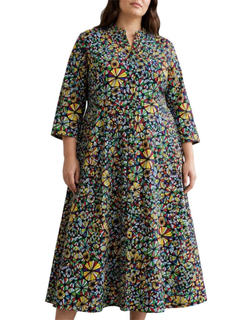 Size XL NWOT Zuri Colorful sugar rush African Print Button Front Midi Dress